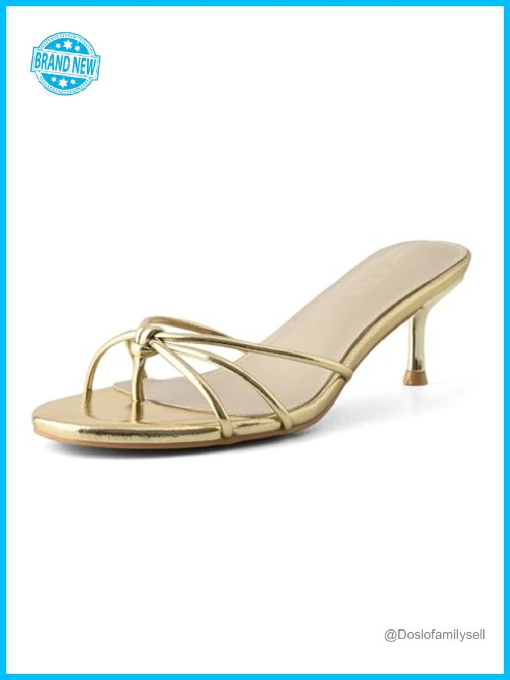 Kitten Heel Sandals Knotted Thong Flip Flops Open Toe Slip On Mule Heels